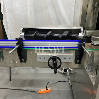 Henwi HWLM-Bottle Sleeve Dropping Wrapping Shrinking Machine Plastic Glass Beer Bottle Jar Pop Can Tin Sleeve Labeling Steam Shrinking Machine