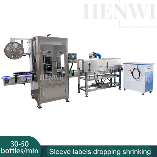 Henwi HWLM-Bottle Sleeve Dropping Wrapping Shrinking Machine Plastic Glass Beer Bottle Jar Pop Can Tin Sleeve Labeling Steam Shrinking Machine