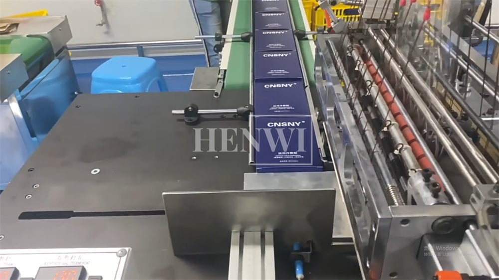 Henwi HWMB-Full Automatic 3D Cellophane Film Wrapping Machine Cosmetics Snack Box Transparent BOPP Film Overwrapping Packing Machine