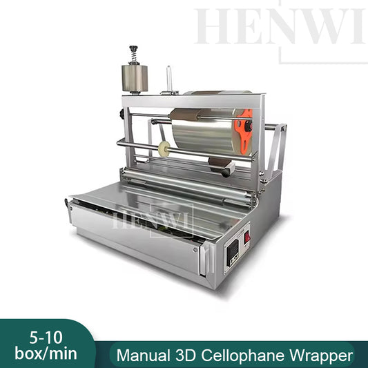 Henwi HWMB-Manual 3D Cellophane Film Wrapping Machine Box Sealing Box Overwrapping Transparent BOPP Film Overwrapping Packing Machine