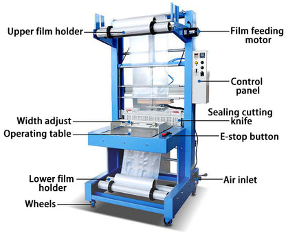 Henwi HWMB-Sleeve Labels Wrapping Sealing Shrinking Machine Sleeve Model Film Overwrapping Cutting Sealing Machine Plastic Glass Beer Bottle Film Packaging Heating Shrinking Machine