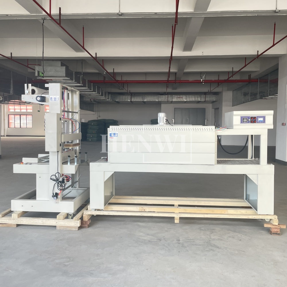 Henwi HWMB-Sleeve LDPE Film Labels Wrapping Sealing Shrinking Machine Sleeve Model Film Overwrapping Cutting Sealing Machine Plastic Glass Beer Bottle Film Packaging Heating Shrinking Machine