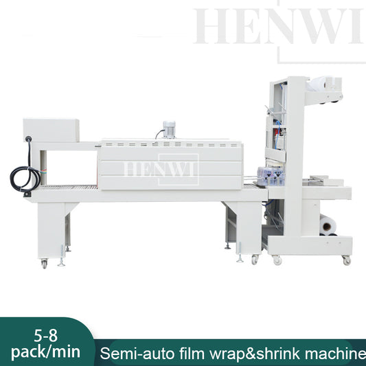 Henwi HWMB-Sleeve LDPE Film Labels Wrapping Sealing Shrinking Machine Sleeve Model Film Overwrapping Cutting Sealing Machine Plastic Glass Beer Bottle Film Packaging Heating Shrinking Machine