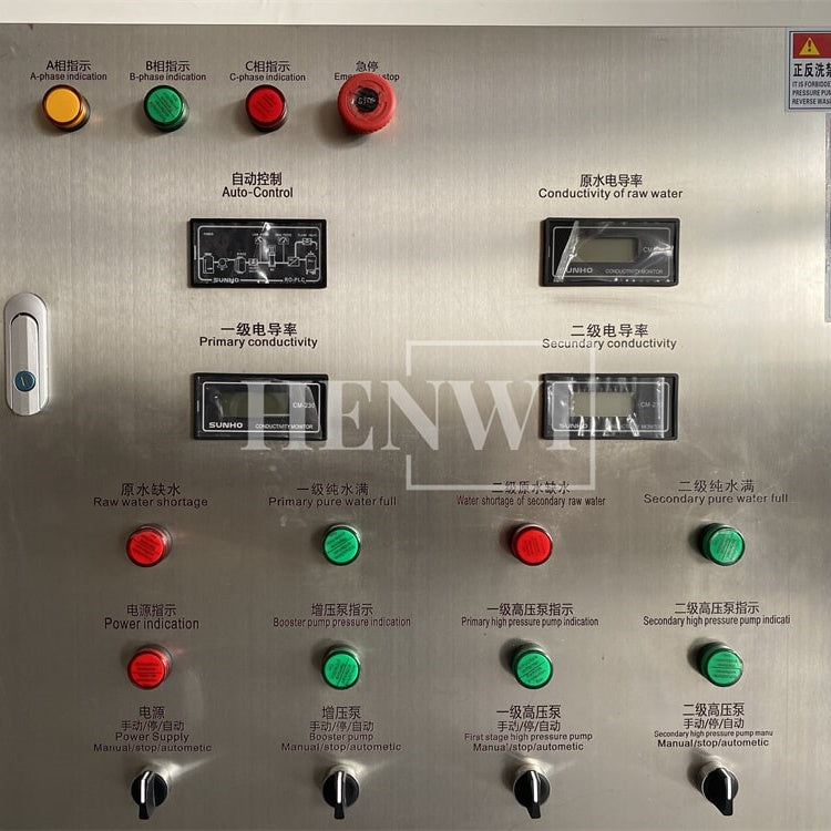 Henwi HWRO-Single Stage-1000-2000L/H-SUS Reverse Osmosis Water Purification Treatment Equipment Pure Water Making Machine Water Purifying Device
