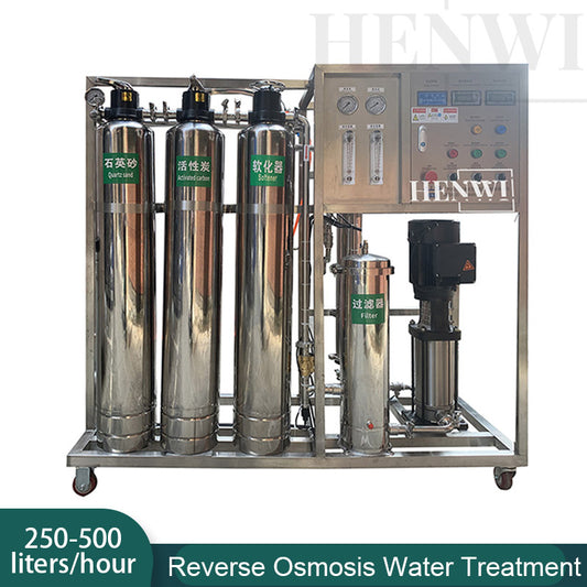 Henwi HWRO-Single Stage-250-500L/H-SUS Reverse Osmosis Water Purification Treatment Equipment Pure Water Making Machine Water Purifying Device