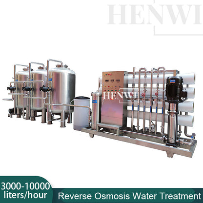 Henwi HWRO-Single Stage-3000-10000L/H-SUS Reverse Osmosis Water Purification Treatment Equipment Pure Water Making Machine Water Purifying Device