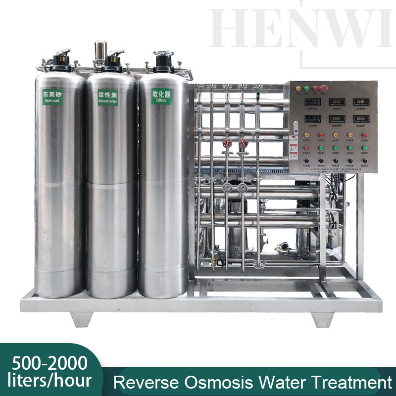 Henwi HWRO-Double Stage-500-2000L/H-SUS Reverse Osmosis Water Purification Treatment Equipment Pure Water Making Machine Water Purifying Device