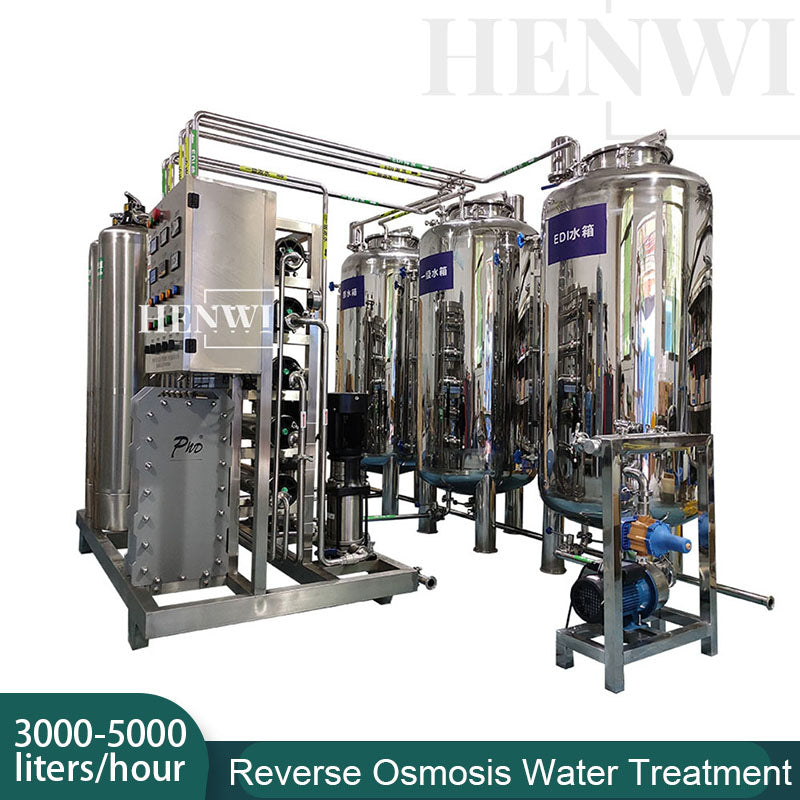 Henwi HWRO-Double Stage With EDI-3000-5000L/H-SUS Reverse Osmosis Water Purification Treatment Equipment Pure Water Making Machine Water Purifying Device