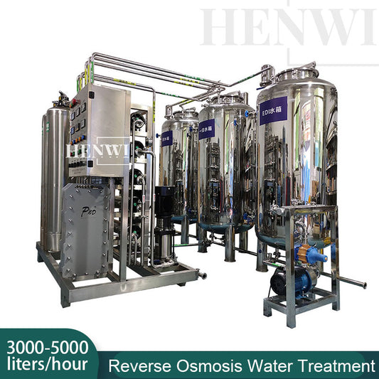 Henwi HWRO-Double Stage With EDI-3000-5000L/H-SUS Reverse Osmosis Water Purification Treatment Equipment Pure Water Making Machine Water Purifying Device