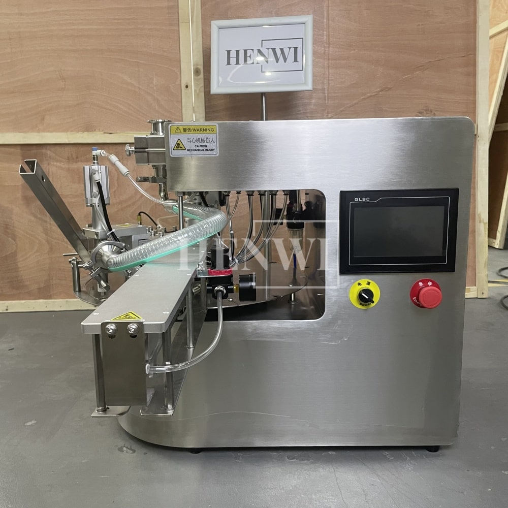 Henwi HWFM-S1 Desktop Semi Auto Spout Sachet Filling Capping Machine 1 Nozzle Spout Pouch Bag One Station Filler Sealer