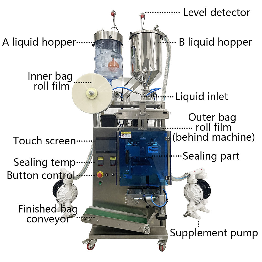 Henwi HWSM-Single Lane 2 in 1 Liquid Sachet Filler Sealer Hair Dye Color Dying Cream Gel Filling Packing Machine