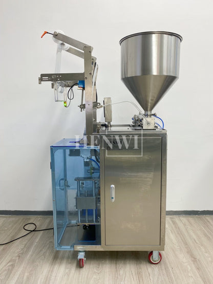 Henwi HWSM-1 Lane Liquid Sachet Filler Sealer Water Juice Honey Sauce Shampoo Cream Syrup Filling Packing Machine