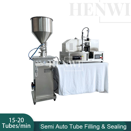 Henwi HWTM-1 Nozzle Semi-Auto Liquid Filling Packing Machine with Ultrasonic Plastic Tube Sealing Cutting Packing Machine Combination Group