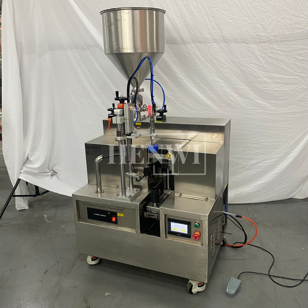 Máquina de llenado y sellado de tubos compuestos semiautomática Henwi HWTM-USS-1 Llenadora de tubos laminados y selladora por ultrasonido