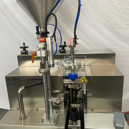 Máquina de llenado y sellado de tubos compuestos semiautomática Henwi HWTM-USS-1 Llenadora de tubos laminados y selladora por ultrasonido