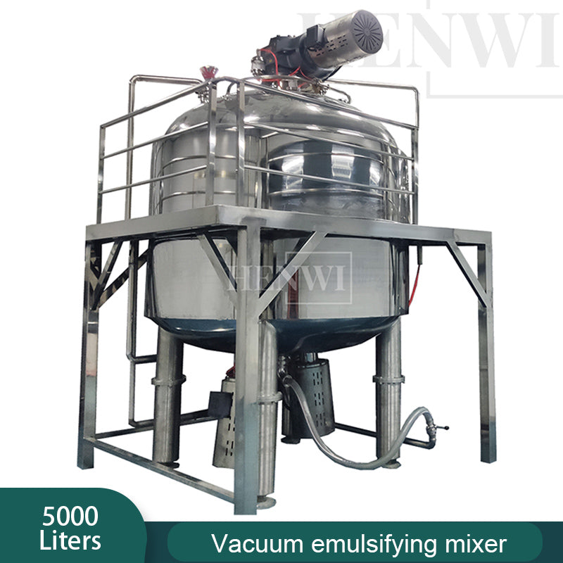 Henwi HWVM-GD-5000L Fixed Cover Model Vacuum Emulsifying Homogenizing Heating Mixer Tank Machine