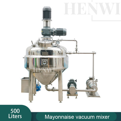 Henwi HWVMM-GD-500L Mayonnaise Making Machine Fixed Cover Model Vacuum Emulsifying Homogenizing Heating Mixer Tank Machine