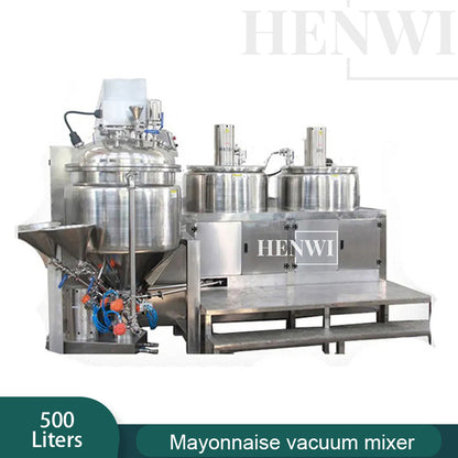 Henwi HWVMM-LT-500L Mayonnaise Making Machine Hydraulic Lifting Cover Model Vacuum Emulsifying Homogenizing Heating Mixer Tank Machine