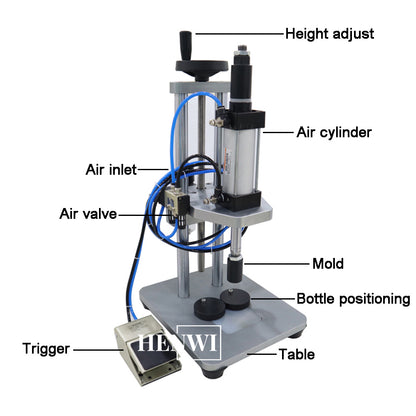 Henwi HWXS-Semi Automatic Perfume Bottle Collar Ring Hoop Pressing Machine Pneumatic Presser