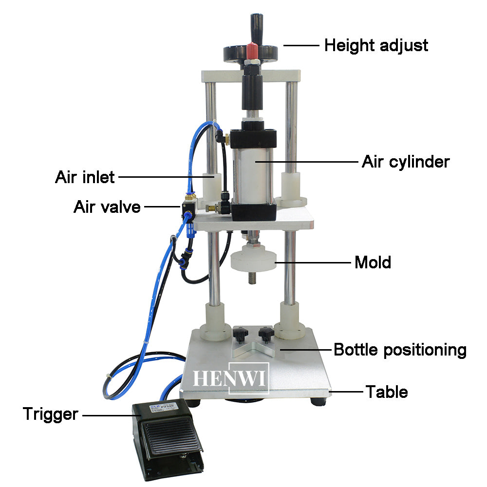 Henwi HWXS-Semi Automatic Perfume Bottle Outer Cover Pressing Machine Pneumatic Presser