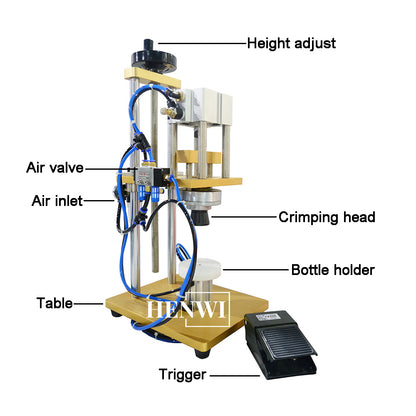 Henwi HWXS-Semi Automatic Perfume Bottle Spray Pump Cap Crimping Machine Pneumatic Crimper