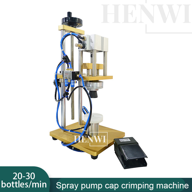 Henwi HWXS-Semi Automatic Perfume Bottle Spray Pump Cap Crimping Machine Pneumatic Crimper