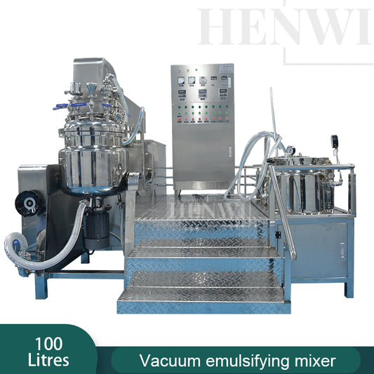 Henwi HWVM-LT-100L Hydraulic Lifting Cover Model Vacuum Emulsifying Homogenizing Heating Mixer Tank Machine