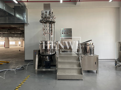 Tanque mezclador de calentamiento y homogeneización de emulsión al vacío con tapa de elevación hidráulica Henwi HWVM-LT-200L