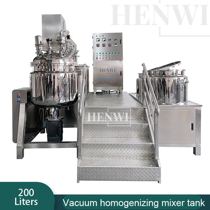 Tanque mezclador de calentamiento y homogeneización de emulsión al vacío con tapa de elevación hidráulica Henwi HWVM-LT-200L