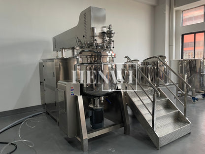 Tanque mezclador de calentamiento y homogeneización de emulsión al vacío con tapa de elevación hidráulica Henwi HWVM-LT-200L