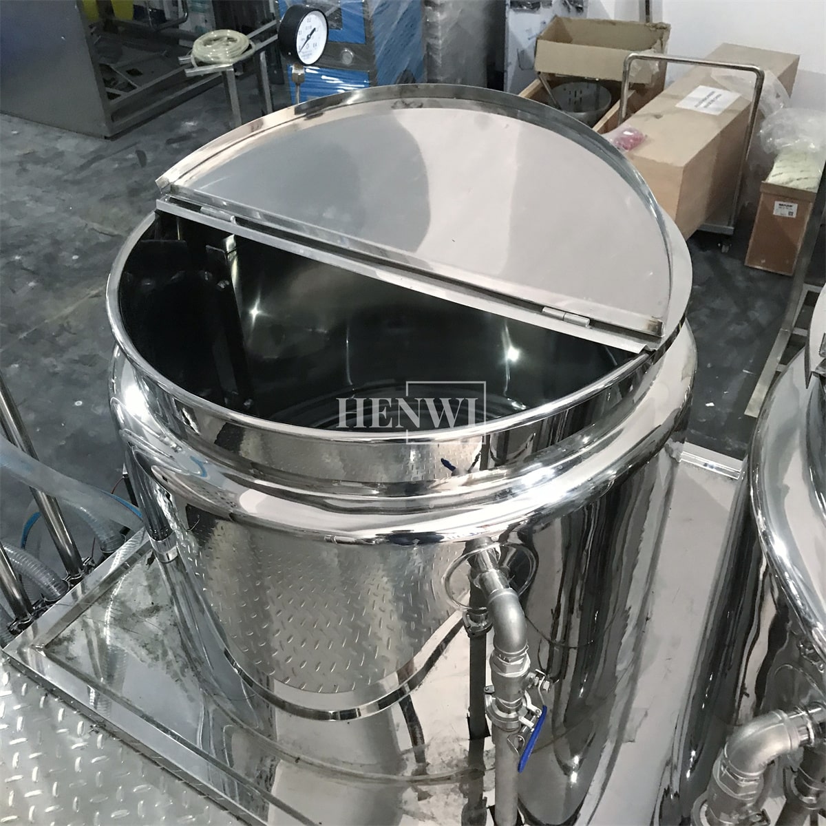 Henwi HWVM-LT-300L Hydraulic Lifting Cover Model Vacuum Emulsifying Homogenizing Heating Mixer Tank Machine