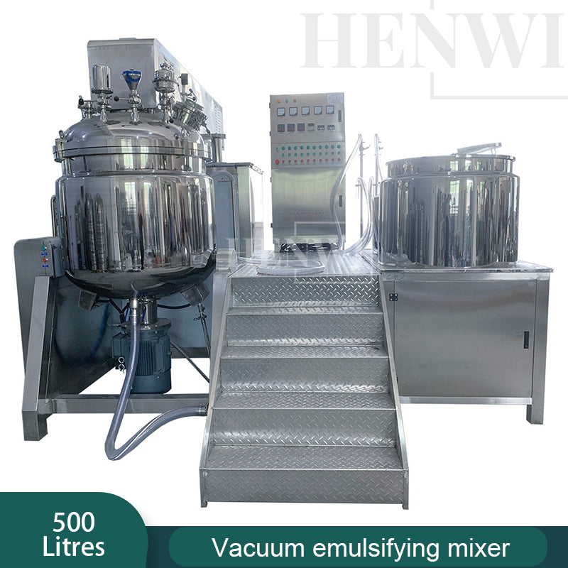 Henwi HWVM-LT-500L Hydraulic Lifting Cover Model Vacuum Emulsifying Homogenizing Heating Mixer Tank Machine