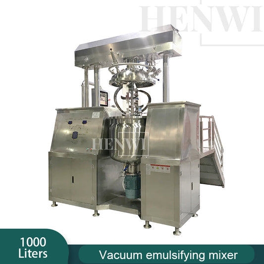 Henwi HWVM-SG-1000L Double Hydraulic Lifting Cover Model Vacuum Emulsifying Homogenizing Heating Mixer Tank Machine