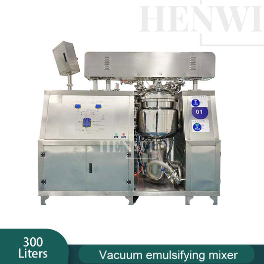 Henwi HWVM-SG-300L Double Hydraulic Lifting Cover Model Vacuum Emulsifying Homogenizing Heating Mixer Tank Machine