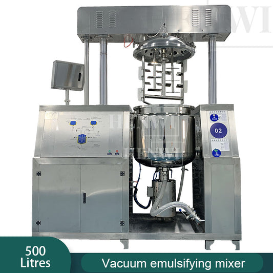 Henwi HWVM-SG-500L Double Hydraulic Lifting Cover Model Vacuum Emulsifying Homogenizing Heating Mixer Tank Machine