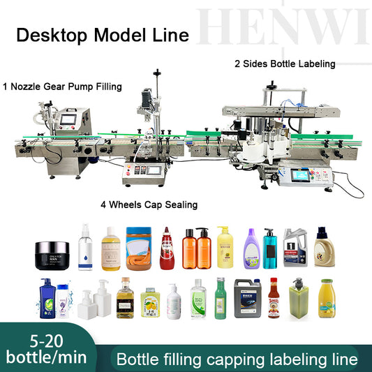 Máquina embotelladora de líquidos con bomba de rotor semiautomática de 1 boquilla Henwi HWFM-S-RP Llenadora de frascos de un cabezal