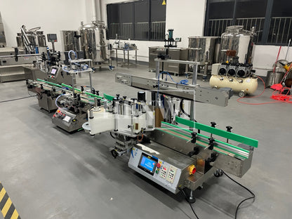 Henwi HWFCL- Desktop Model 1 Nozzle  Gear Pump Model Liquid Filling Bottling Machine with 1 Station Capping Machine with Double Sides Square / Flat Bottle Labeling Machine