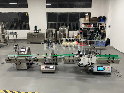 Henwi HWFCL- Desktop Model 1 Nozzle  Gear Pump Model Liquid Filling Bottling Machine with 1 Station Capping Machine with Double Sides Square / Flat Bottle Labeling Machine